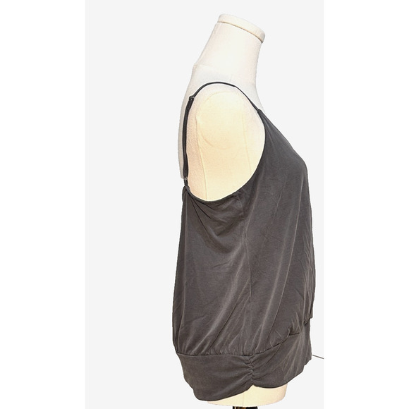 Allison Joy Charcoal Gray V Neck Spaghetti Strap Faux Wrap Side Tie Cami Small - Picture 3 of 7